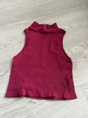 By Together Ribbed Mock Neck Tank - Berry Red